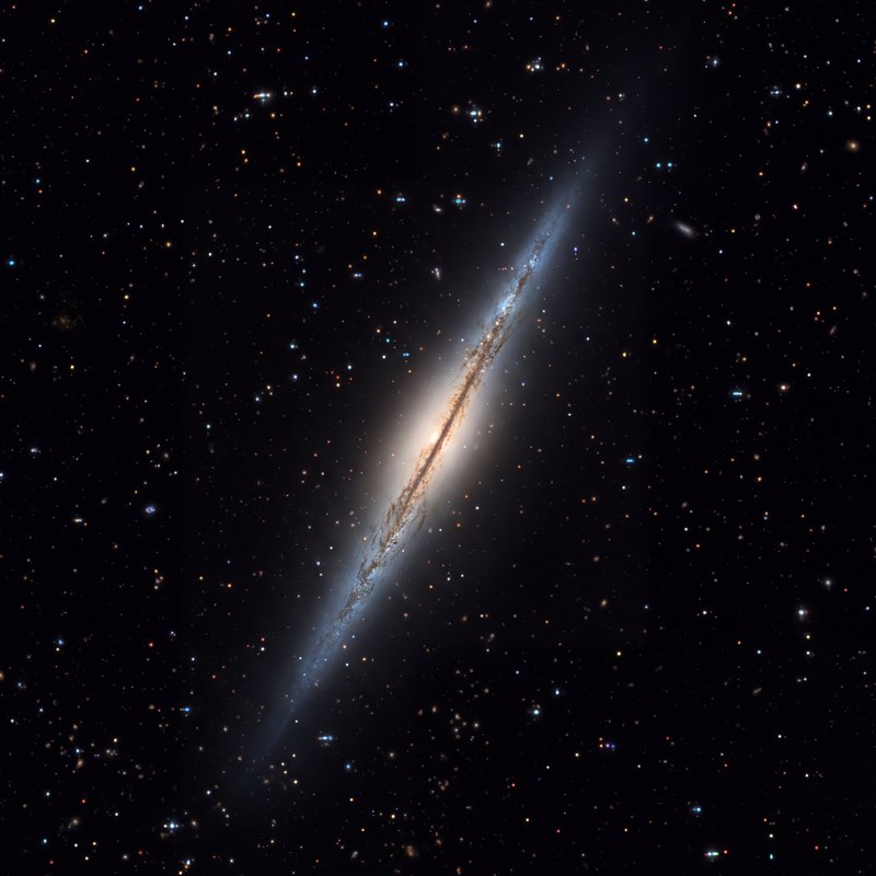 Splinter Galaxy (NGC 5907), telescope photograph finished for print
