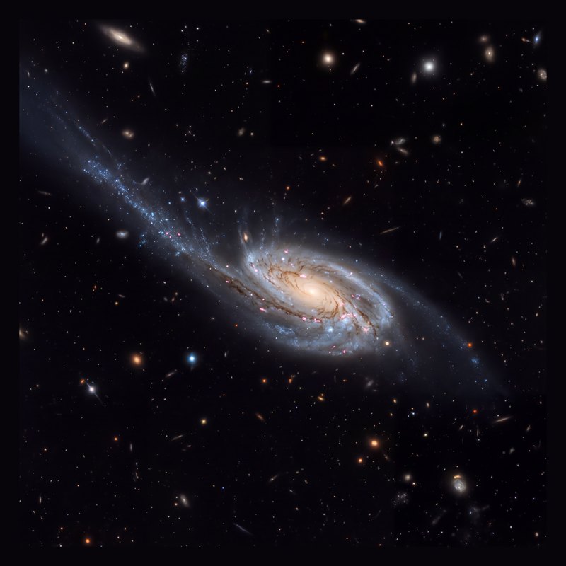 Tadpole Galaxy (UGC 10214), telescope photograph finished for print