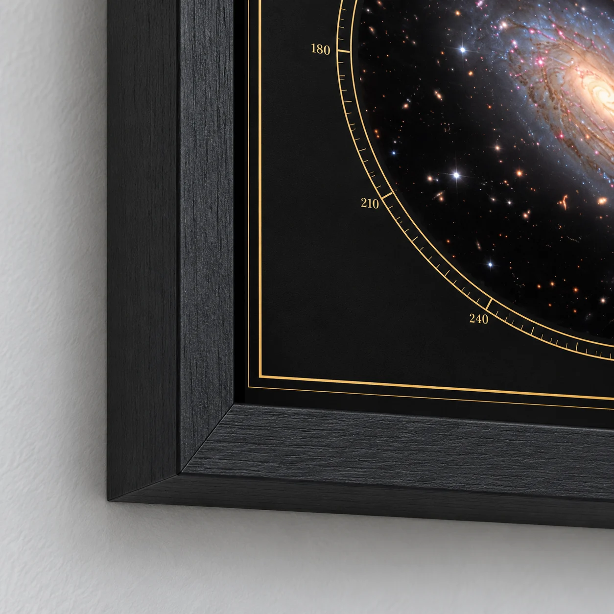 Black wood frame and printed artwork detail